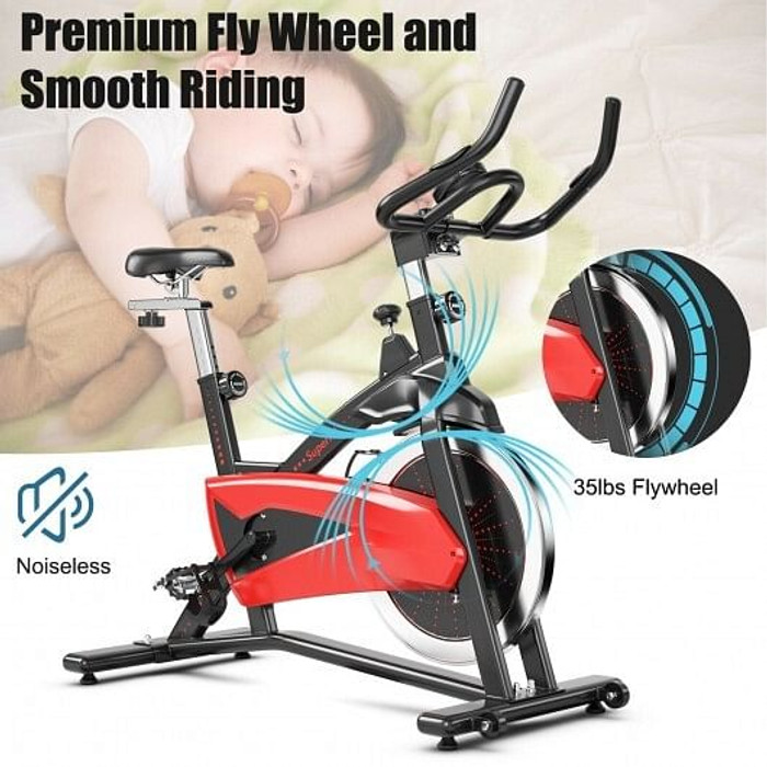 Magnetic Exercise Bike Fitness Cycling Bike with 35Lbs Flywheel for Home and Gym-Black & Red - Colo D681-FH10005RB