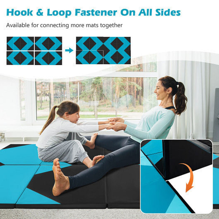 10' x 4' x 2" Folding Exercise Mat with Hook and Loop Fasteners-Navy - Color: Navy D681-FH10100NY