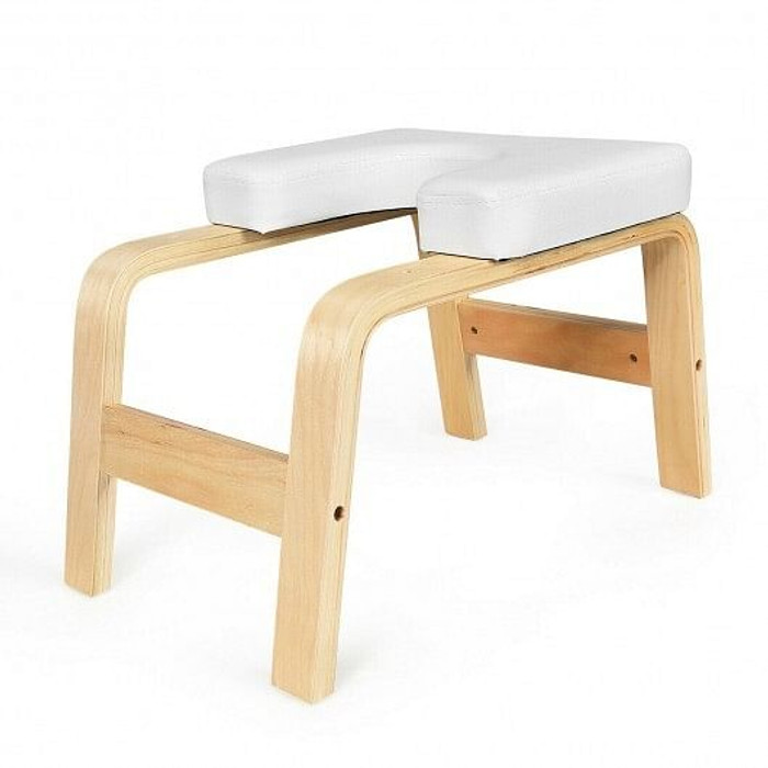 Yoga Headstand Wood Stool with PVC Pads-White - Color: White D681-HB86765WH