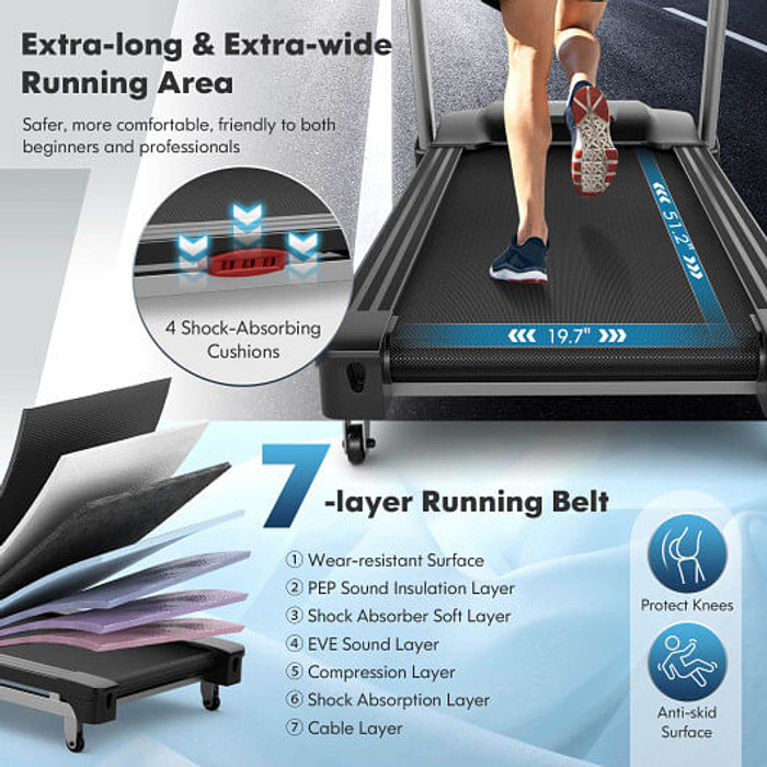 4.75 HP Folding Treadmill with Auto Incline and 20 Preset Programs-Black - Color: Black - Size: 4-4 D681-SP37745WL-DK