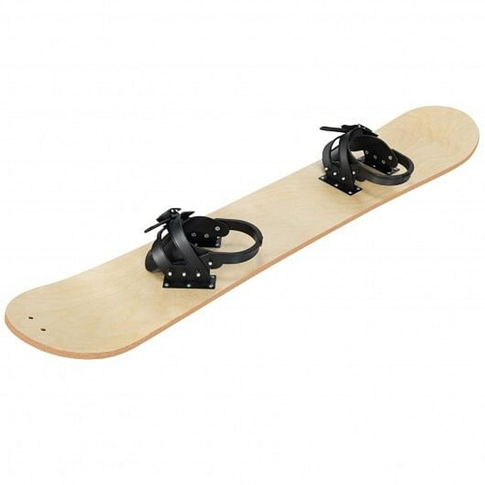Winter Sports Snowboarding Sledding Skiing Board with Adjustable Foot Straps - Color: Natural D681-NP10344