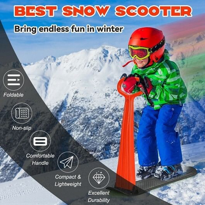 1-Rider Snow Scooter with Grip Handle-Red - Color: Red D681-OP70873BK