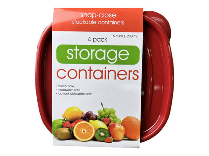 Case of 3 - 4 Pack Plastic Deep Square Food Container S508-HC530