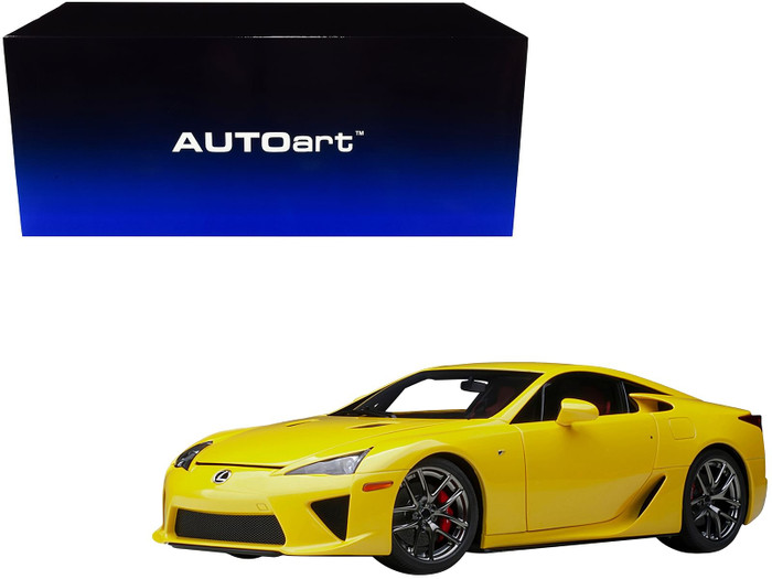 Lexus LFA Pearl Yellow with Red and Black Interior 1/18 Model Car by Autoart F977-78854