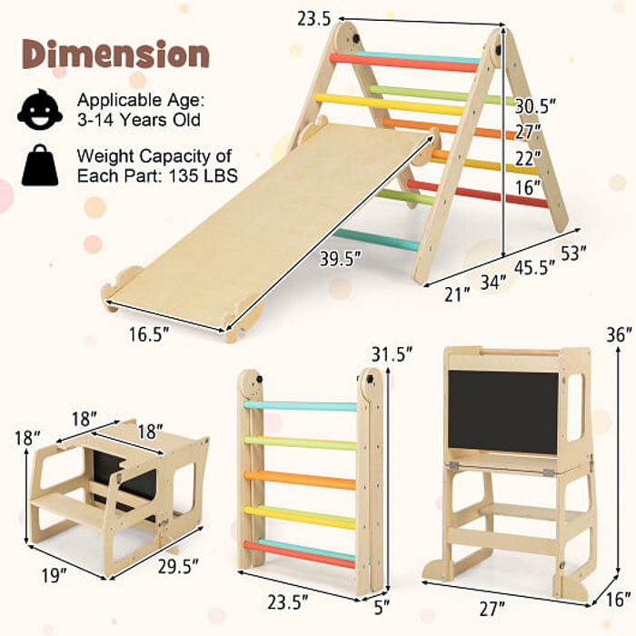 7-in-1 Toddler Climbing Toy Connected Table and Chair Set for Boys and Girls Aged 3-14 Years Old-Mu D681-TS10122CL