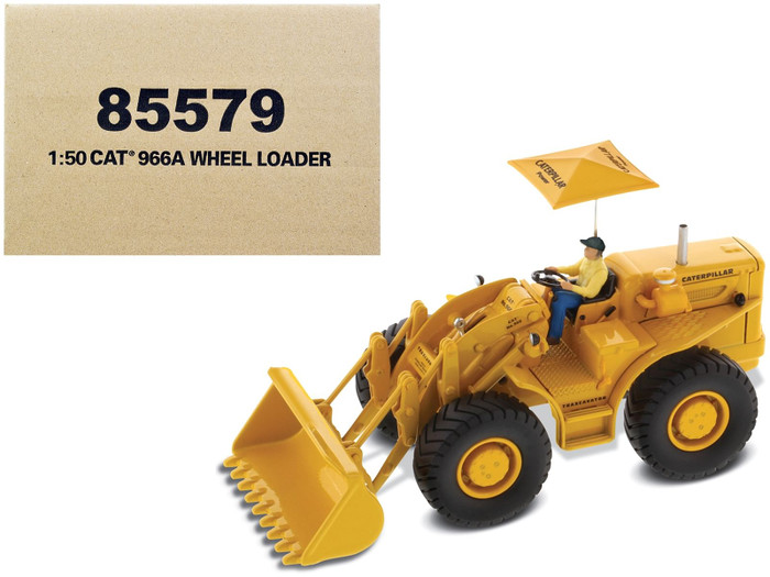 CAT Caterpillar 966A Wheel Loader Yellow with Operator "Vintage Series" 1/50 Diecast Model by Dieca F977-85579