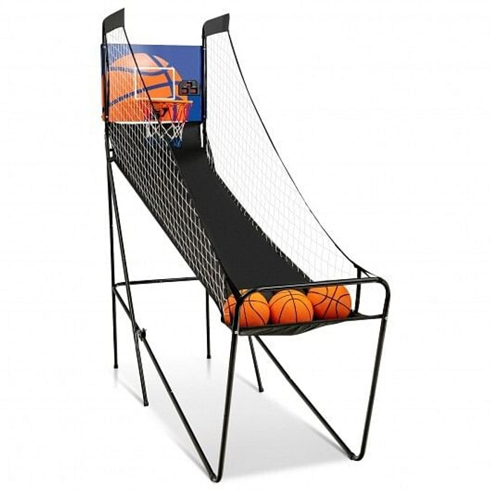 Foldable Single Shot Basketball Arcade Game with Electronic Scorer and Basketballs - Color: Black D681-SP37726