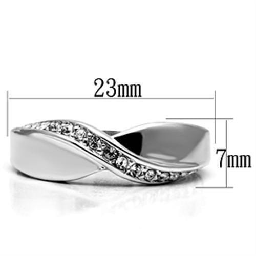 3W264 - Rhodium Brass Ring with Top Grade Crystal  in Clear A874-3W264