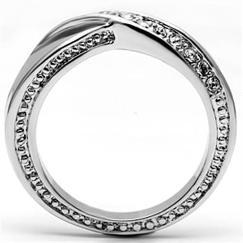 3W264 - Rhodium Brass Ring with Top Grade Crystal  in Clear A874-3W264