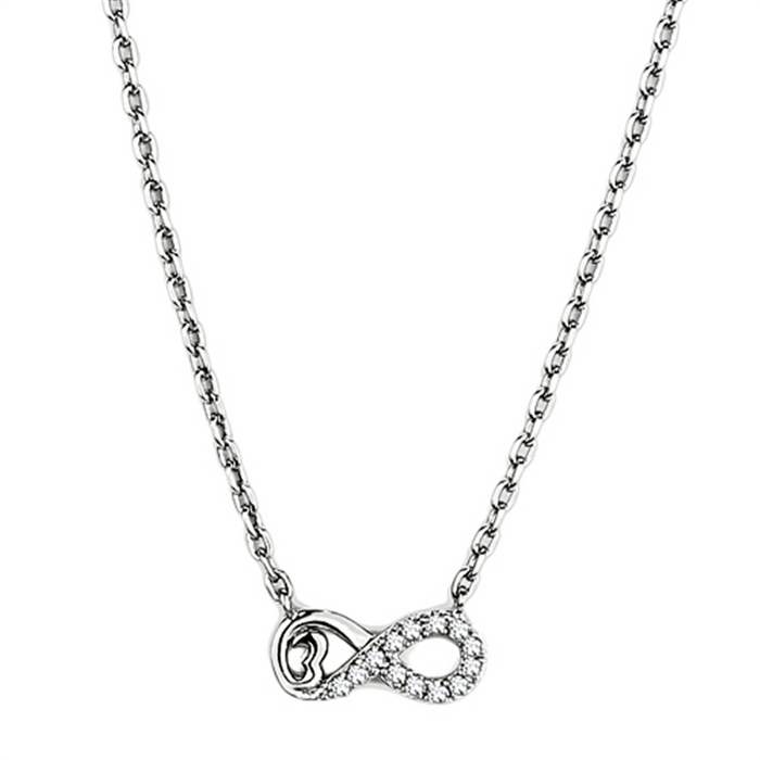 3W418 - Rhodium Brass Necklace with AAA Grade CZ  in Clear A874-3W418