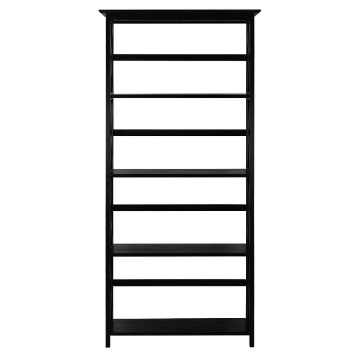 Tall 5-Tier Bookcase in Black Wood Finish Q280-BM637951 Tall 5-Tier Bookcase in Black Wood Finish Q280-BM637951