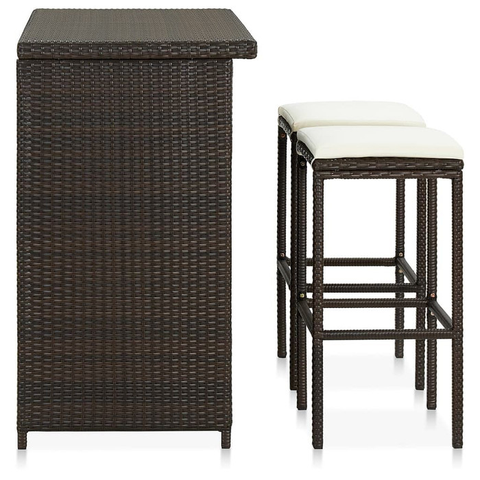 Bar Set Brown PE rattan, steel Large Bar Set Rectangular A949-313470  Bar Set Brown PE rattan, steel Large Bar Set Rectangular A949-313470