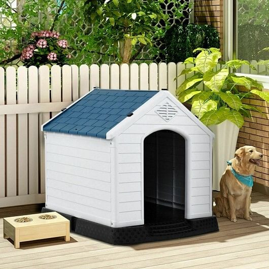 Plastic Waterproof Ventilate Pet Puppy House - Color: Blue - Size: M D681-PS7065-M