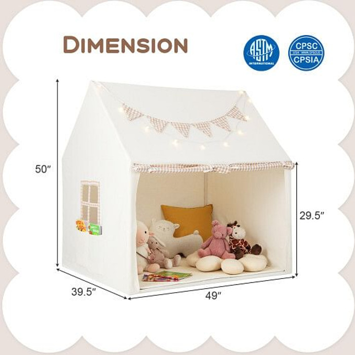Kids Play Tent Large Playhouse with Padded Mat and 2 Breathable Windows-Beige - Color: Beige D681-TP10170BE Kids Play Tent Large Playhouse with Padded Mat and 2 Breathable Windows-Beige - Color: Beige D681-TP10170BE
