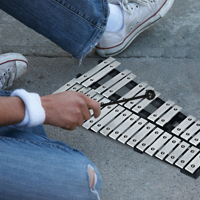 27 Note Glockenspiel Xylophone with 2 Rubber Mallets - Color: Black & White D681-MU10044