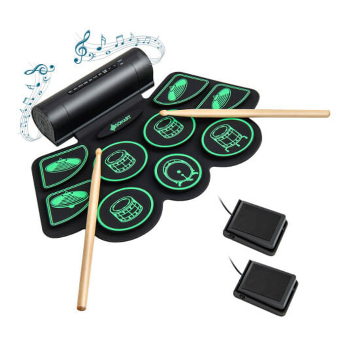 Electronic Drum Set with 2 Build-in Stereo Speakers for Kids-Green - Color: Green D681-MU10093US-GN Electronic Drum Set with 2 Build-in Stereo Speakers for Kids-Green - Color: Green D681-MU10093US-GN