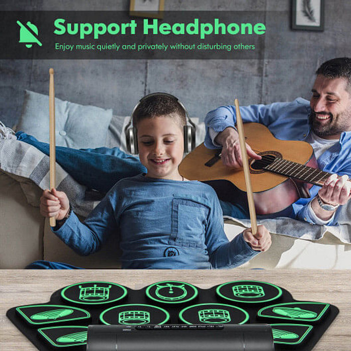 Electronic Drum Set with 2 Build-in Stereo Speakers for Kids-Green - Color: Green D681-MU10093US-GN Electronic Drum Set with 2 Build-in Stereo Speakers for Kids-Green - Color: Green D681-MU10093US-GN