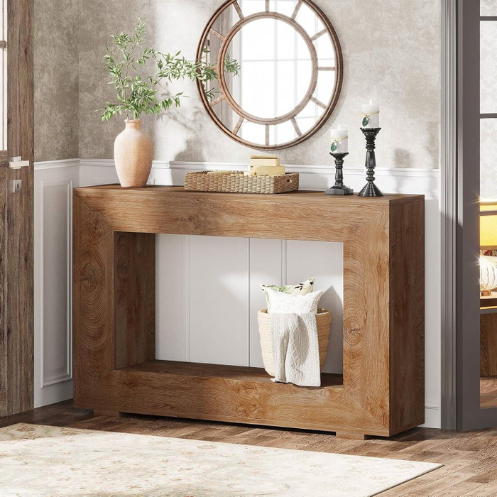 Modern Farmhouse 47-inch Long Entryway or Sofa Table in Brown Wood Finish Q280-WCFHCSTB12014583