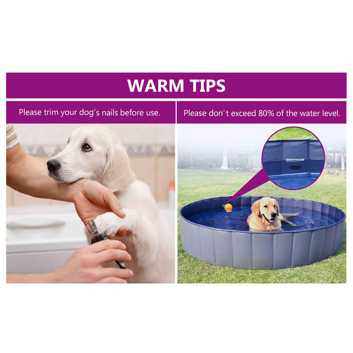 Dog Swimming Pool Blue PVC 31.5 x 7.9 in Foldable A949-170825