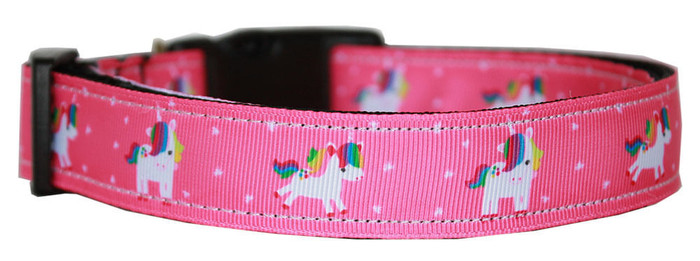 Pink Unicorn Nylon Dog Collar MD S528-125-263 MD