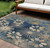 10' X 14' Navy Blue And Gold Floral Washable Indoor Outdoor Area Rug 10' X 14' Navy Blue And Gold Floral Washable Indoor Outdoor Area Rug