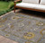10' X 14' Pewter Gray And Gold Floral Medallion Washable Indoor Outdoor Area Rug 10' X 14' Pewter Gray And Gold Floral Medallion Washable Indoor Outdoor Area Rug