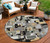 8' Beige Ivory And Charcoal Round Animal Print Washable Indoor Outdoor Area Rug 8' Beige Ivory And Charcoal Round Animal Print Washable Indoor Outdoor Area Rug