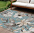 8' X 10' Teal Blue Ivory And Charcoal Floral Washable Indoor Outdoor Area Rug 8' X 10' Teal Blue Ivory And Charcoal Floral Washable Indoor Outdoor Area Rug