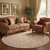 8' Coral And Beige Damask Washable Round Rug With UV Protection 8' Coral And Beige Damask Washable Round Rug With UV Protection