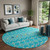 8' Teal Gold And Green Southwestern Washable Round Rug With UV Protection