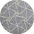 8' Gray Gold And Ivory Geometric Washable Round Rug With UV Protection