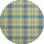 8' Yellow Ivory And Blue Plaid Washable Round Rug With UV Protection