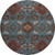 8' Denim Blue Red And Salmon Oriental Washable Round Rug With UV Protection 8' Denim Blue Red And Salmon Oriental Washable Round Rug With UV Protection