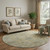 8' Beige And Gray Damask Washable Round Rug With UV Protection 8' Beige And Gray Damask Washable Round Rug With UV Protection
