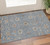 3' X 5' Denim Blue Beige And Copper Floral Washable Area Rug With UV Protection