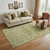 5' X 8' Sage And Salmon Floral Washable Area Rug With UV Protection 5' X 8' Sage And Salmon Floral Washable Area Rug With UV Protection