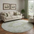 8' X 8' Olive Green And Silver Oriental Washable Round Rug With UV Protection 8' X 8' Olive Green And Silver Oriental Washable Round Rug With UV Protection