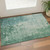 3' X 5' Emerald And Denim Blue Abstract Washable Area Rug With UV Protection 3' X 5' Emerald And Denim Blue Abstract Washable Area Rug With UV Protection