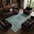 10' X 14' Teal And Gray Floral Medallion Washable Area Rug With UV Protection 10' X 14' Teal And Gray Floral Medallion Washable Area Rug With UV Protection