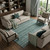 10' X 14' Teal Charcoal And Gray Striped Washable Area Rug With UV Protection 10' X 14' Teal Charcoal And Gray Striped Washable Area Rug With UV Protection