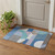 3' X 5' Sky Blue Teal And Ivory Geometric Washable Area Rug With UV Protection