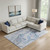 10' X 14' Denim Blue Gray And Ivory Abstract Washable Area Rug With UV Protection 10' X 14' Denim Blue Gray And Ivory Abstract Washable Area Rug With UV Protection