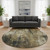 8' Beige Charcoal And Ivory Abstract Washable Round Rug With UV Protection 8' Beige Charcoal And Ivory Abstract Washable Round Rug With UV Protection