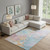 10' X 14' Teal Gold And Pink Abstract Washable Area Rug With UV Protection