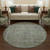 8' Teal And Gray Oriental Washable Round Rug With UV Protection