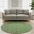 8' Green And Ivory Abstract Geometric Washable Round Rug With UV Protection 8' Green And Ivory Abstract Geometric Washable Round Rug With UV Protection