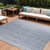 8' X 10' Ivory And Blue Striped Indoor Outdoor Area Rug 8' X 10' Ivory And Blue Striped Indoor Outdoor Area Rug