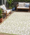 5' X 8' Green And Cream Geometric Indoor Outdoor Area Rug
