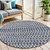 5' Navy Blue And Beige Round Trellis Indoor Outdoor Area Rug