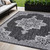 5' X 8' Dark Gray And Cream Medallion Indoor Outdoor Area Rug